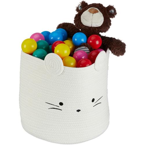 Relaxdays Aufbewahrungskorb für Kinder, Baumwollkorb Maus, HD: 34 x 34 cm, Spielzeugkorb
