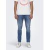 Straight-Jeans ONLY & SONS "ONSWEFT REGULAR WB 0021 TAI DNM NOOS", Herren, Gr. 31, Länge 32, blau (medium blau denim), Denim/Jeans, Obermaterial: 99% Baumwolle, 1% Elasthan, Abriebeffekte, casual, regular fit lang, Jeans, im 4-Pocket-Style