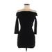Divided by H&M Casual Dress - Mini Off The Shoulder 3/4 Sleeve: Black Solid Dresses - Women's Size 6