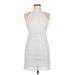 BoHo Me Casual Dress - Mini Mock Sleeveless: White Solid Dresses - Women's Size Medium