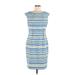 Calvin Klein Casual Dress - Sheath: Blue Stripes Dresses - Women's Size Medium