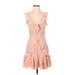 GB Casual Dress - Mini V-Neck Sleeveless: Pink Solid Dresses - Women's Size Small