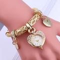 Or argent mode femmes bracelet montres dames filles montre-bracelet femme amour coeur montre à quartz ronde