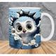 Tasse en céramique de hibou 3D - conception d'espace créative - tasse d'oiseau animal pour le thé, le lait, le café - décoration de table à la maison - cadeau idéal pour les amoureux des oiseaux et