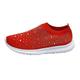 Femme Basket Slip-Ons Chaussures bling-bling Grandes Tailles Chaussures Flyknit Extérieur du quotidien Couleur unie Strass Talon Plat Bout rond Sportif Décontractées Course à Pied Paillette Mocassins