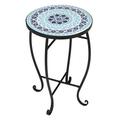 VINGLI Mosaic Accent Table 14 Round Side End Table Plant Stand (Blue Ocean)