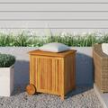 Gecheer Patio Storage Box with Wheels 23.6 x19.7 x22.8 Solid Wood Acacia