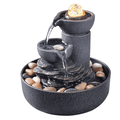 GOSSI Indoor Fountain 4-Bowl Rockery Soothing Sound Tabletop Fountains Home/Office Decor with a Small Plastic Pot to Grow The Plant by Yourself(Automatic Watering)(21098)