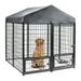 Dog Kennel Outdoor with Roof 4.5 x4.5 x4.9 ft Large Metal Dog Enclosure with Lockable Door for Small/Medium Dogs