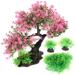 Fake Planta Fish Tank Decorations Aquarium Underwater Tree Kit Small Pink Resin Abs