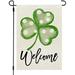 Green Clover St Patricks Day Garden Flag Gnome Shamrock Welcome 12x18 Inch Double Sided Outside Vertical Holiday Yard Decor