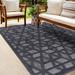 Nuri Outdoor Area Rug - Outside Porch Patio Rug Carpet - Waterproof Rug - Moroccan Farmhouse High Low - Black Gray Dark Grey - 5 3 X 7