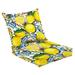 2 Piece Indoor/Outdoor Cushion Set watercolor mediterranean traditional pattern lemons tiles Casual Conversation Cushions & Lounge Relaxation Pillows for Patio Dining Room Office Seating