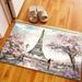 Eiffel Tower and Romantic Couple Rugs Pink Leaves Tree Rug Entry Rugs Small Rug Paris Rugs View Rug Non-Slip Carpet Rug Girl Room Rug 3.3 x5 - 100x150 cm