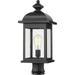 YGDU Outdoor Post Light 21 Inch Large Exterior Lamp Post Light Black Waterproof Pole Lantern Light Fixture with Seeded Glass 4FD54P2 BK