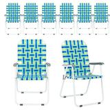 Ktaxon Patio Folding Web Lawn Chair Set 8 Pack Outdoor Beach Chair Portable Camping Chair(Blue)