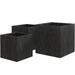 LeisureMod Verdura Mid-Century Modern 3-Piece Fiberstone and Clay Planter - Weather Resistant Square Planter Pot with Drainage Holes for Indoor and Outdoor Home (Black)