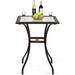 37â€�/ 94CM Height Bistro Table Outdoor Bar Table Square Patio Table with Umbrella Hole Tempered Glass Top & Wicker Covered Edge Outdoor Counter Height Table for Garden Patio Poolside Deck