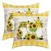 YST Bee Gnome Pillow Covers 16x16 Inch Set of 2 Sunflower Floral Throw Pillow Covers Farmhouse Yellow Bufffalo Grid Decorative Pillow Covers Kawaii Dwarf Cushion Cases Spring Bedroom Decor