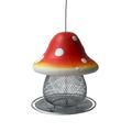 Holloyiver Solar Bird Feeders for Outside Hanging 8.4 Hummingbird Feeder Resin Mushroom Figurine with Cardinal Flowers Metal Mesh Water Cup Outdoor Garden Backyard Decor Gift (Red)