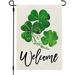 Green Clover St Patricks Day Garden Flag Gnome Shamrock Welcome 12x18 Inch Double Sided Outside Vertical Holiday Yard Decor