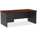Lorell Mahogany Laminate/Charcoal Modular Desk Series Pedestal Desk - 2-Drawer 72 x 36 1.1 Top - 2 x Box Drawer(s) File Drawer(s) - Single Pedestal on Left Side - Material: Steel - Finish: Mahog