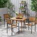 Christopher Knight Home Alpina Acacia Wood 5-piece Square Table Outdoor Dining Set by - N/A Teak Finish+Black