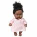 Simplmasygenix Black Baby Doll 8 Inch Baby Girl Doll Accessories Realistic Silicone Girl with Cute Curly Newborn Doll Black Vinyl Baby Toy