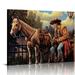Nawypu Super Durable The Cowboy Leads The Horse To Visit The Beloved Girl Vintage Chic Art Decoration Poster Mexican Signs For Store Bar Home Cafe Farm Club Wall Decor