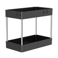 1/2 Pcs Under Sink Storage Organizer 2 Tier Drawer Multipurpose Rack Cabinet Under Sink Storage Rack Bathroom Kitchen Organizer black with hook 2PCS