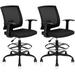 Ergonomic Drafting Chair with Foot Ring Computer Mesh Chair Standing Desk Chair with Armrests and Lumbar Support Tall Stool Chair for Office Black (2 Pack)