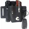 Pocket Organizer Pouch EDC Leather Sheath for Belt for 5 inch Knives Tactical Flashlights Key Fob Tools