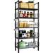 JIAH 5 Tiers Metal Bookshelf Free-Standing Metal Narrow Bookcase Storage Organizer Shelves for Garage Kitchen Bathroom Balcony and Living Room 21.2 W x 9.4 D x 59.2 H Black