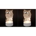 2 Owl 3d Illusion Lamp LED Night Light Gift beside Room Lamp Bedroom Lamp for Lovers Boys Kids