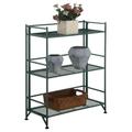 TiaGOC Xtra Storage Shelves - 3-Tier Wide Folding Metal Shelving Modern Shelves for Storage and Display in Living Room Bathroom Office Kitchen Garage Forest Green