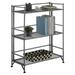 TiaGOC Xtra Storage Shelves - 3-Tier Wide Folding Metal Shelving Modern Shelves for Storage and Display in Living Room Bathroom Office Kitchen Garage Speckled Gray