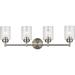 YGDU 30 Vanity Light in Brushed Nickel 4-Light Transitional Bathroom Light with Clear Seeded Glass. (30 W x 9.25 H) 45887NI