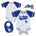 Newborn & Infant White Los Angeles Dodgers Base Hitter Bodysuit, Bib Bootie Set