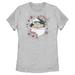 Women's Mad Engine Grogu Heather Gray The Mandalorian Flower Child Graphic T-Shirt