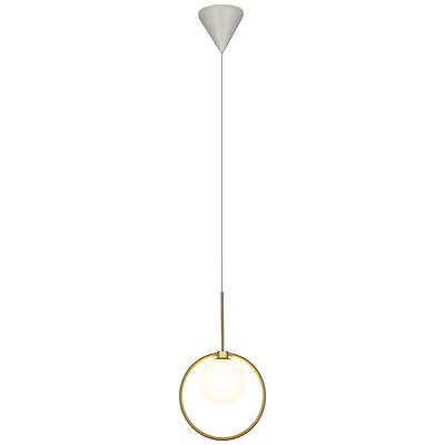 Pearl Antique Brass Finished Glass Shade LED Single Pendant