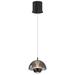 Andoria Black Chrome Finished Smoke Shade Single Light LED Pendant