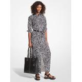 Michael Kors Zebra Print Organic Cotton Lawn Shirtdress Black M