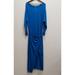 Free People Dresses | Free People Womens Alyssa Midi Wrap Dress Size L Blue Long Sleeve Boat Neck | Color: Blue | Size: L