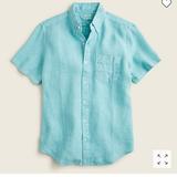 J. Crew Shirts | New Jcrew Tall Short-Sleeve Baird Mcnutt Garment-Dyed Irish Linen Shirt Bg372 | Color: Blue | Size: Xxl-T