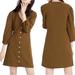 Madewell Dresses | Madewell Texture & Thread Crepe Knit Balloon Sleeve Mini Dress - M | Color: Brown/Green | Size: M