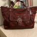 Coach Bags | Beautiful Metallic Maroon Logo Coach Tote With Front Button Pocket | Color: Brown/Red | Size: Os