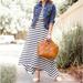 J. Crew Dresses | New! J Crew Size Large L High-Low Maxi Dress Navy Stripe Nwt | Color: Blue/White | Size: L