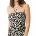 Michael Kors Swim | Msrp $76 Michael Kors Logo Ring Shirred Bandeau Tank Khaki Beige Size Large | Color: Black/Brown | Size: L