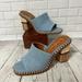 Jessica Simpson Shoes | Jessica Simpson Lendrila Heels Blue Denim Sandal Slide Size 7.5 Wood Espadrille | Color: Blue | Size: 7.5