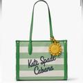 Kate Spade Bags | Nwt Kate Spade Market Cabana Canvas Medium Tote | Color: Green/White | Size: Os